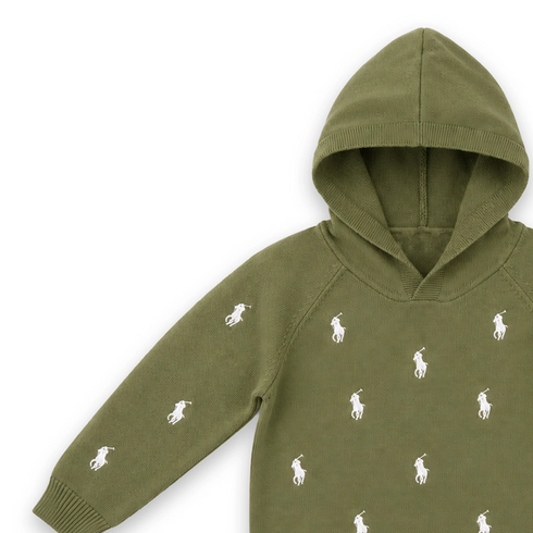 Woolen Green Hooded Baby Boy Sweater