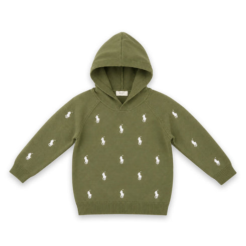 Woolen Green Hooded Baby Boy Sweater