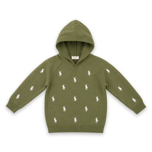 Woolen Green Hooded Baby Boy Sweater