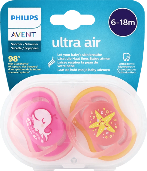 Avent Ultra Air Soother 6–18M Whale (2 Pack) SCF085/04