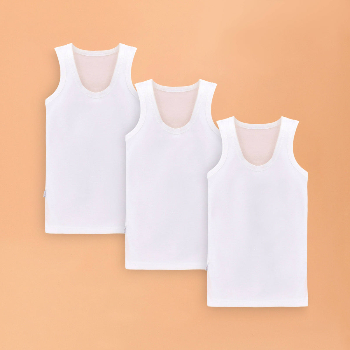 Babyhug Single Jersey Knit Sando Vests With Beach Theme Print Pack of 3 - Blue
