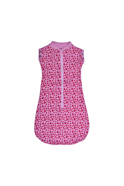 Basics zip swaddle pod -pink hearts