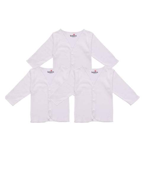 Basics Cotton White Full Sleeves Vests Pack Of 3 6299