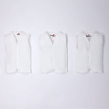Basics Front Open Sleeve Less Cotton Vest Pack of 3