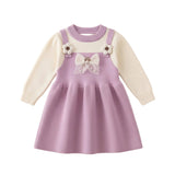 Baby Girls Formal Purple Wool Frock For Winter 17325