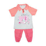Girls Summer Suit Polo Shirt With Cotton Pants 15722