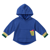 Dropshoulder Blue Classic Kangaroo Hoodie