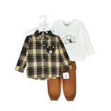Kids Exclusive 3Pc Suit Shirt With Tshirt & Trouser Set 16829