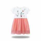 Baby Adorable Floral Embroided Girls' Hot Summer Little Princess Frilled Cotton Net Frock 15634