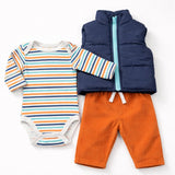 Baby Boys Exclusive Winter Suit Set Puffer Jacket, Long Sleeves Bodysuit & Trouser 17445