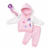 Baby Girls Unicorn Tracksuit Fleece Hoodie With Trouser & Clip 17434