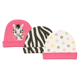 Basics Caps Pack Of 3 Cozy Hats For 0-6Months Baby Zebra 15568