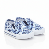 Denim White & Blue Printed Canvas Running Shoes for Boys & Girls
