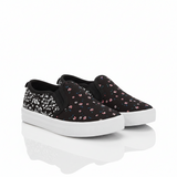 Floral Black Canvas Shoes for Girls