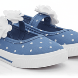 Girls Floral Strap Canvas Shoes Blue