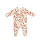 Flower Print Baby Girl Romper White Pink 0-9 Months