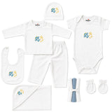 Basics Pack of 10 Baby Starter Gift Set White Aeroplane Design