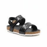 Black Girls Sandal with Quilted Diamond-Stitch Design