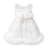 White Flower Bunch Bead Baby Girl Frocks 1-6Y
