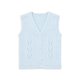 Front Open Woolen Sleeveless Vest Blue