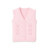 Front Open Woolen Sleeveless Vest Pink
