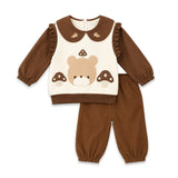 Brown Baby Girl Suit Sweatshirt Trouser Set