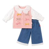 Denim Baby Girl Suit Sweatshirt Denim Trouser Set
