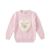Woolen Pink Glittered Baby Girl Sweater Front Open 3-7 Years