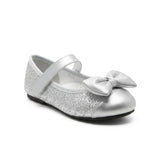 Pumps Shoes Silver Grey Glittered Bowknot