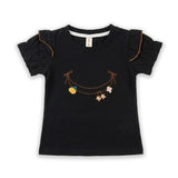 Girls T-Shirt Black Embroidered