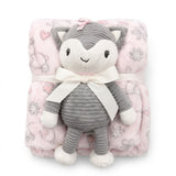 Infants Blanket with Stuff Toy Pink Doll