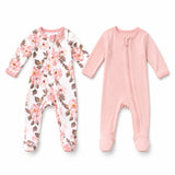 Infants Cotton Full Rompers Pack of Two Pink Flower Print