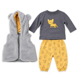 Fleece & Cotton Winter Suit Set Kids Designer Dresses 0-18 Months Grey Yellow
