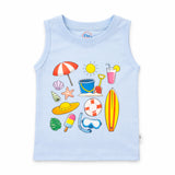 Kids Graphic Sando Shirt Light Blue Beach