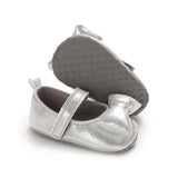 Pre Walker Pumps Shoes Silver Metallic Shimmer Bow