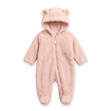 Pink Puffer Baby GirlHooded Winter Romper